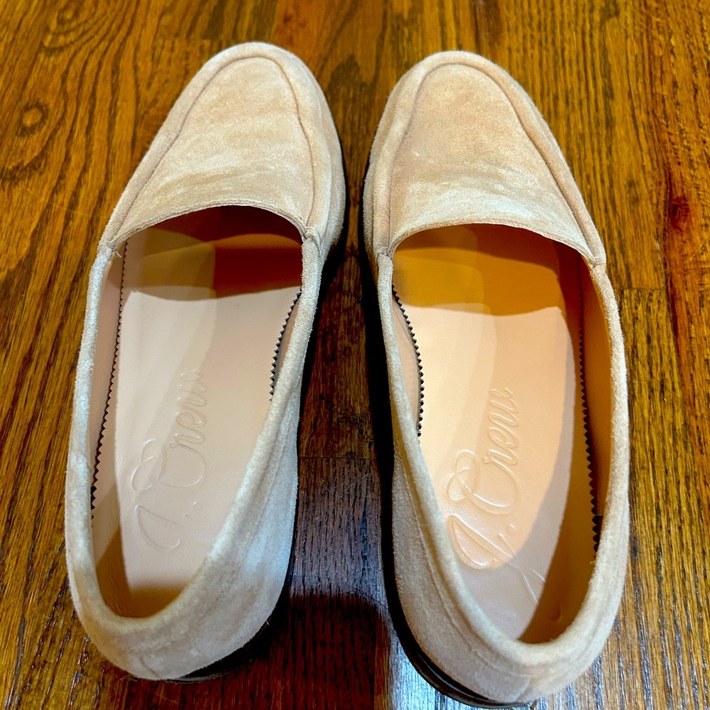 J crew pale pink suede leather loafers